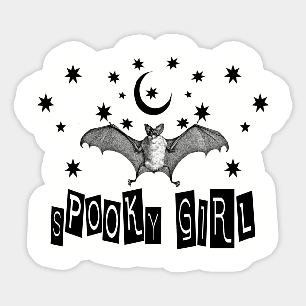 Gothic Spooky Girl T-Shirt Sticker by CreatingChaos